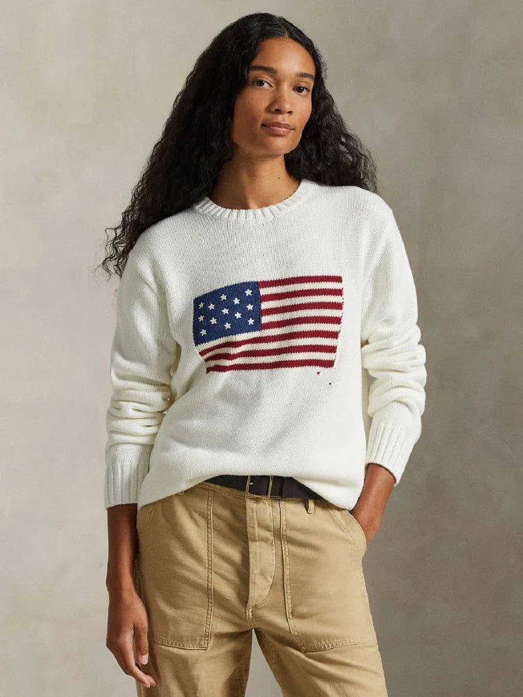 Patriotic Knit Sweater for Women