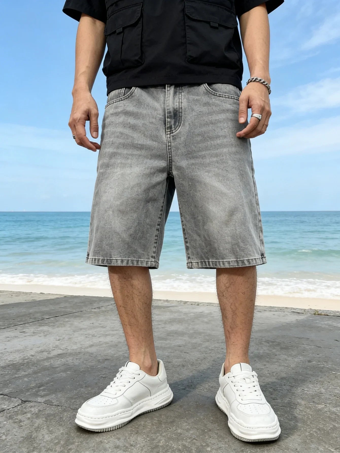 Breathable Denim Shorts for Men