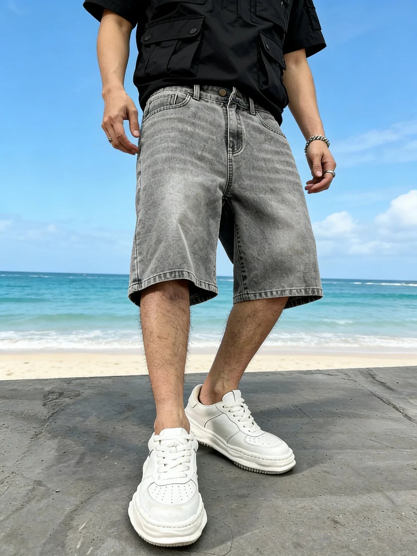 Breathable Denim Shorts for Men