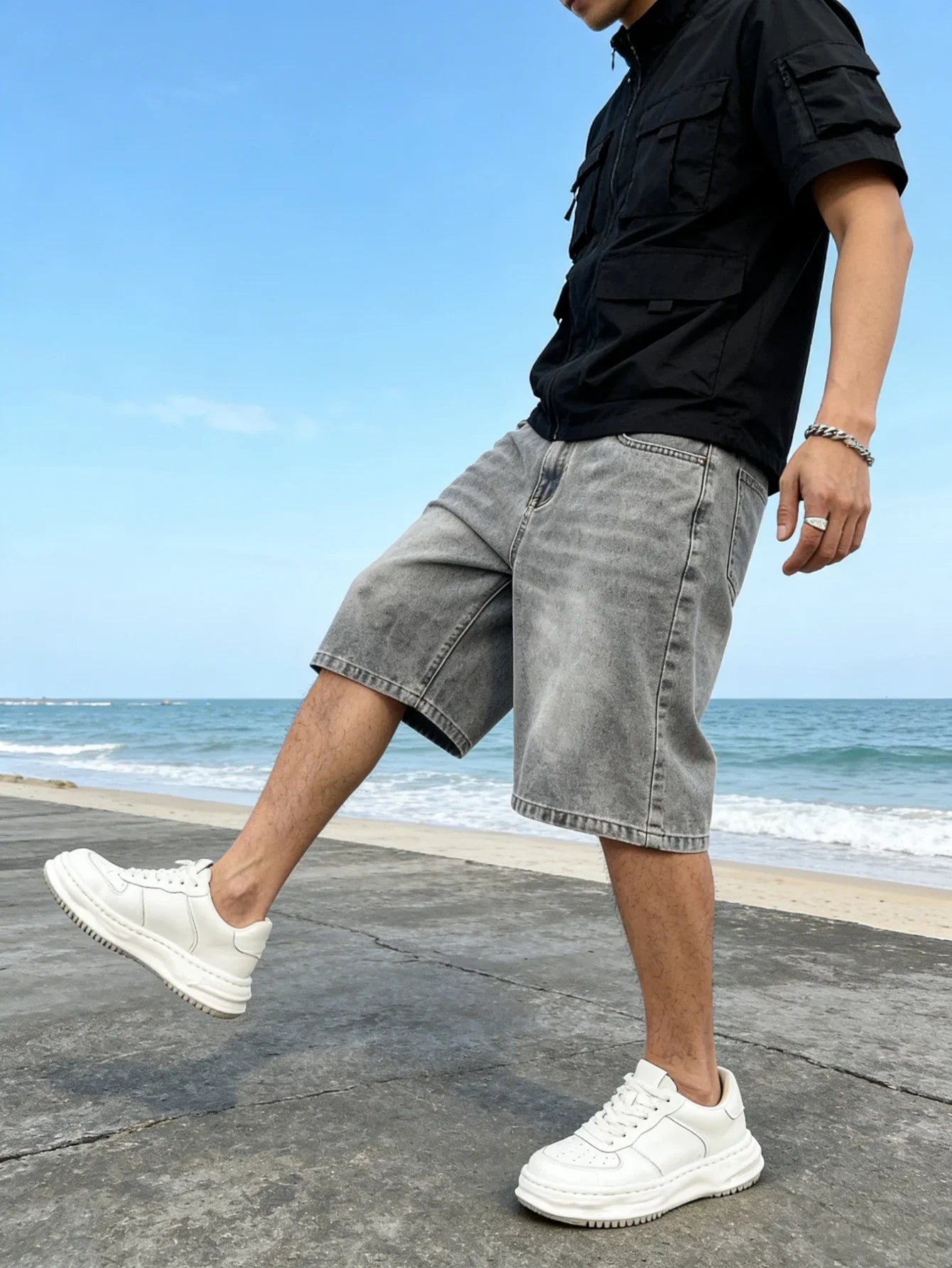 Breathable Denim Shorts for Men